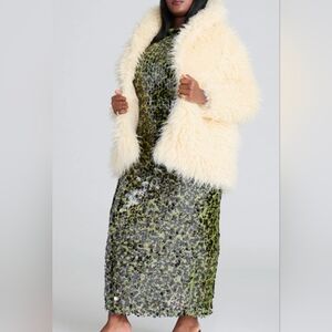 Eloquii Cream Faux Fur Jacket